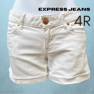 Express (Size 4 - EUC) White Denim Cuffed Shorts - 4”  Inseam